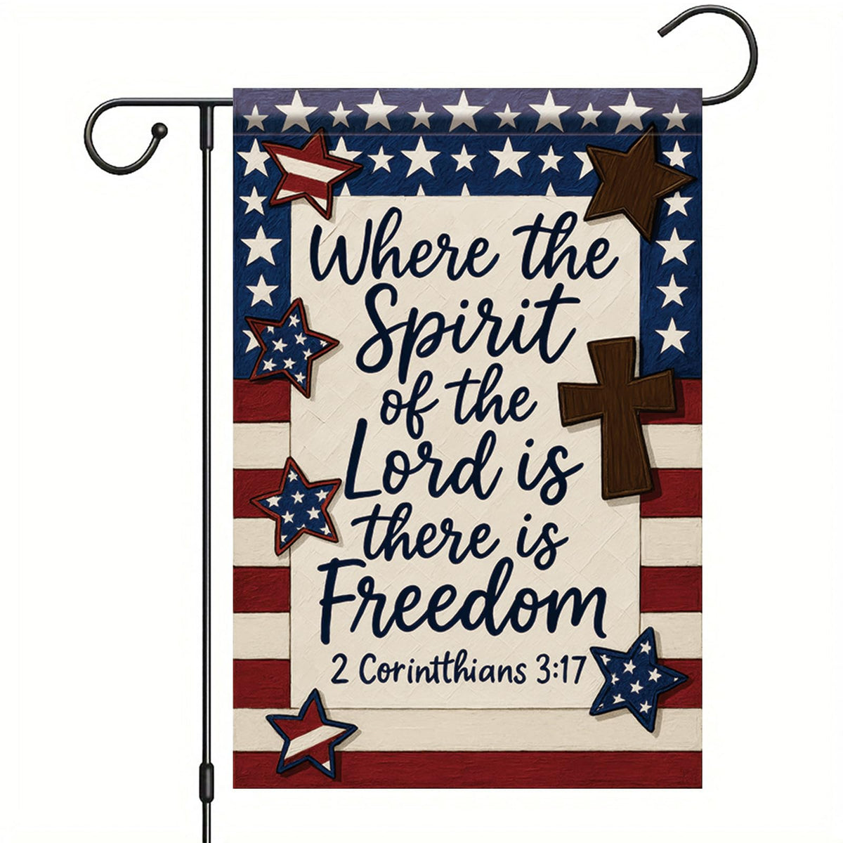 Saoplasa Christian flag with cross and stars, ideal for outdoor display