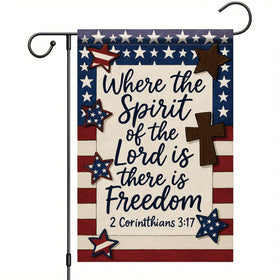 Saoplasa Christian flag with cross and stars, ideal for outdoor display