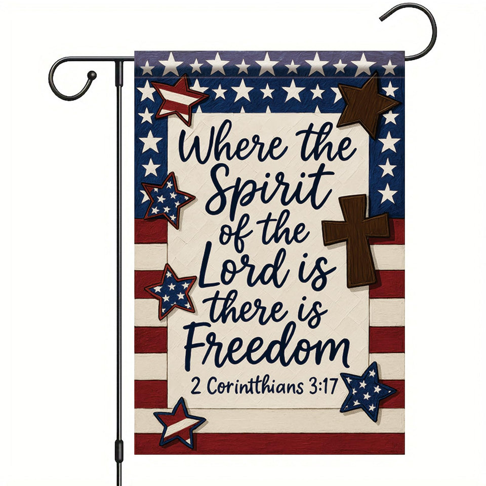 Saoplasa Christian flag with cross and stars, ideal for outdoor display