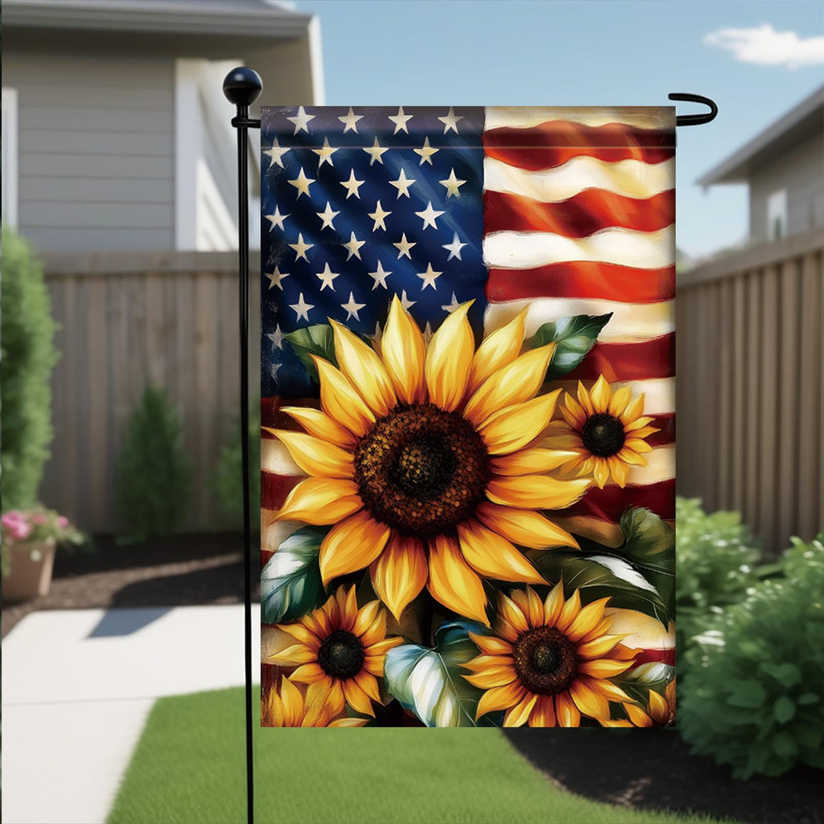 Saoplasa double-sided flag remains readable from both angles