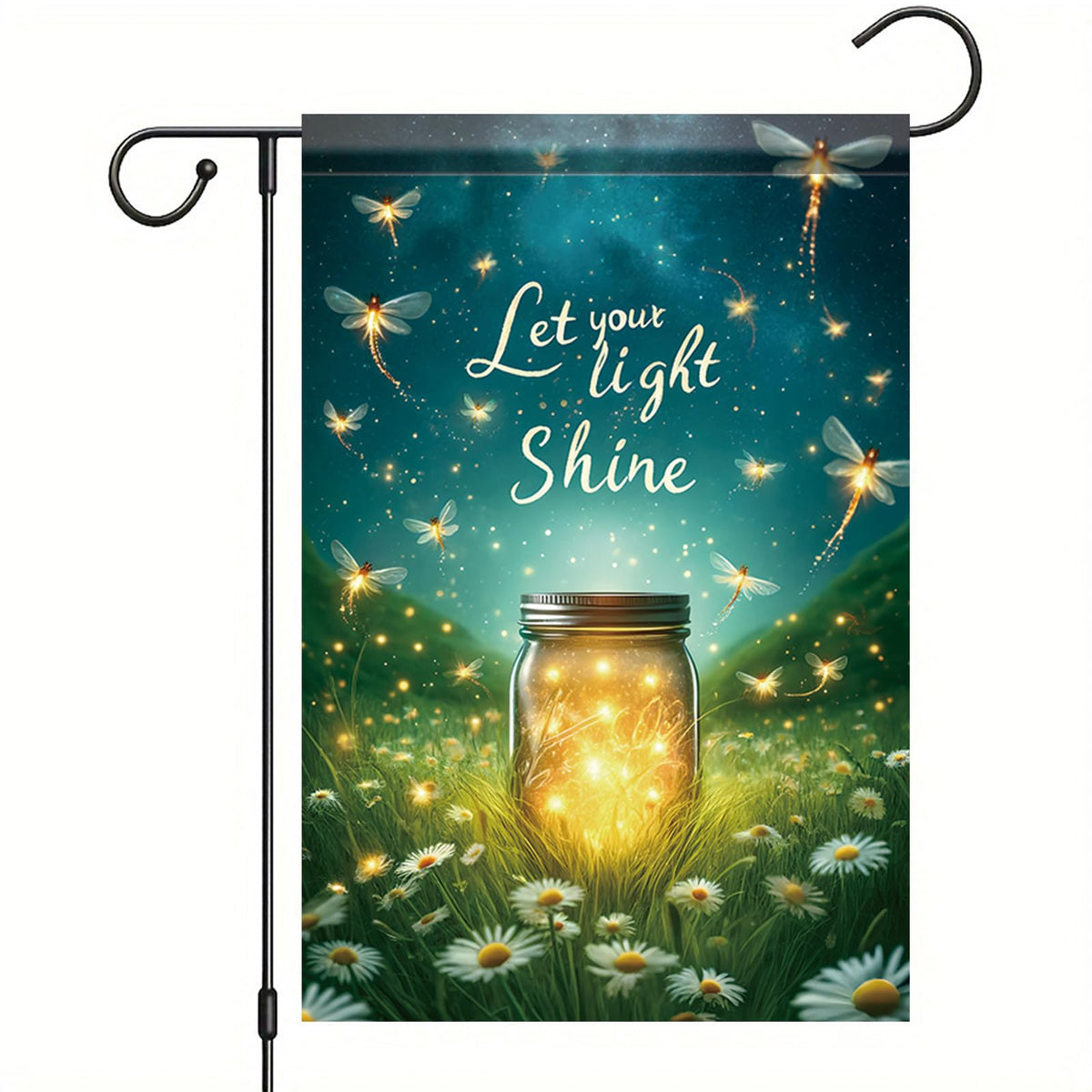 Saoplasa firefly mason jar flag glows at dusk for a magical garden welcome