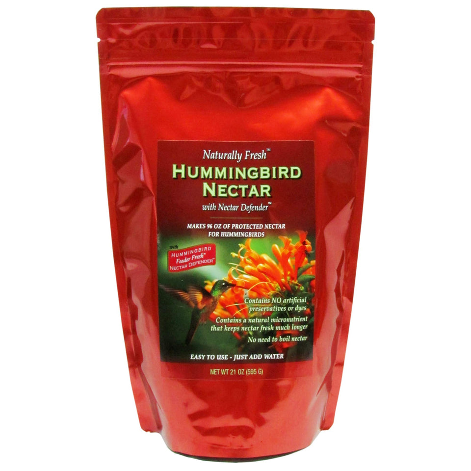 Sapphire Labs Nectar Defender bottle shows long-lasting freshness for hummingbird nectar.
