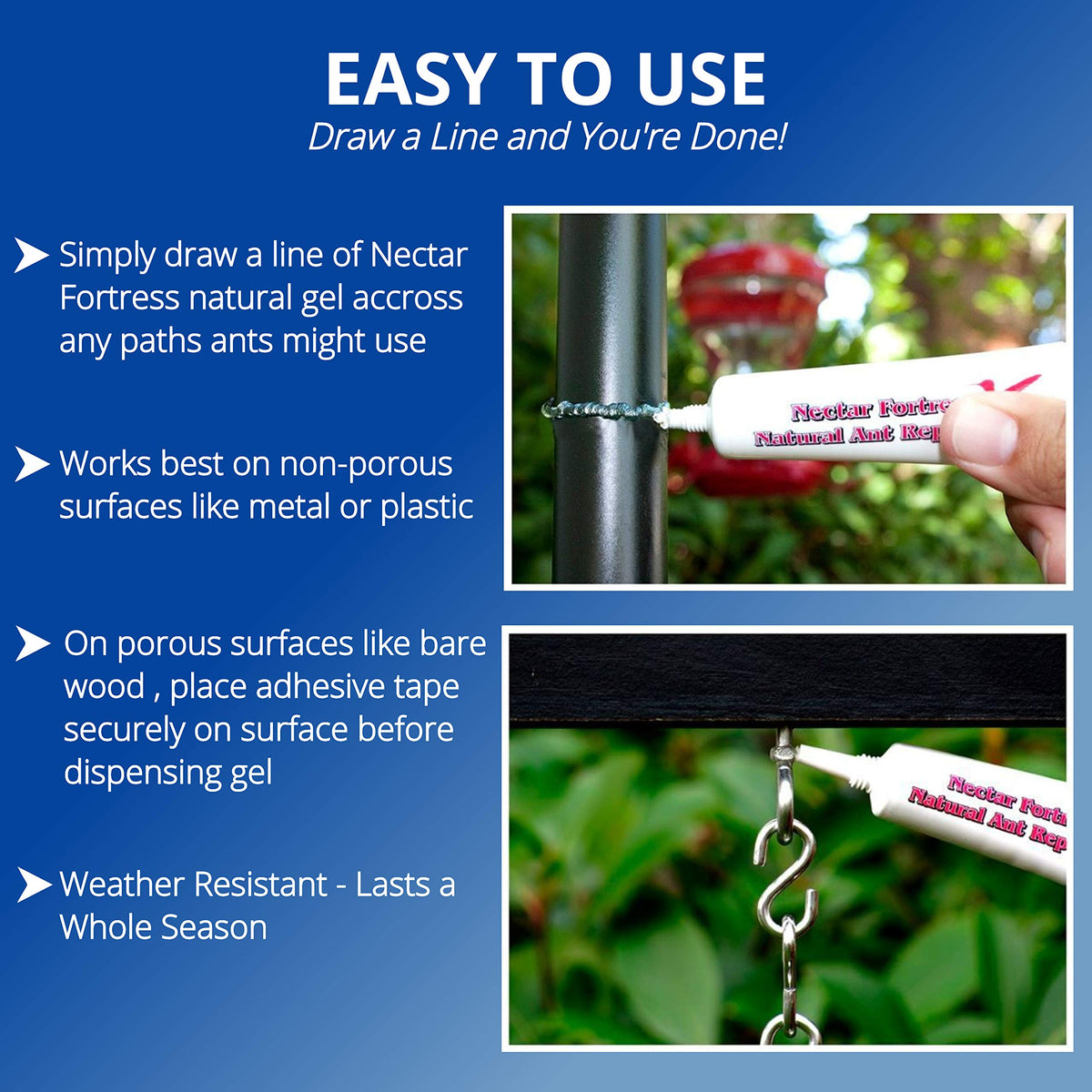 Sapphire Labs Nectar Fortress line-application shown along a feeder pole.