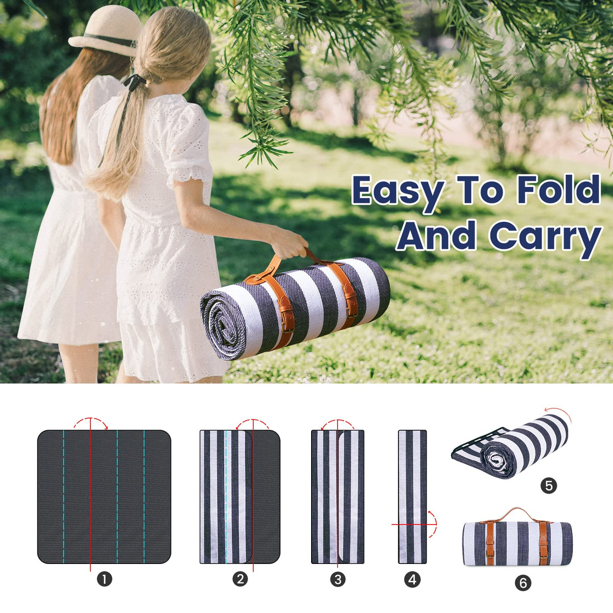 Sapsisel foldable blanket with belt for compact packing.