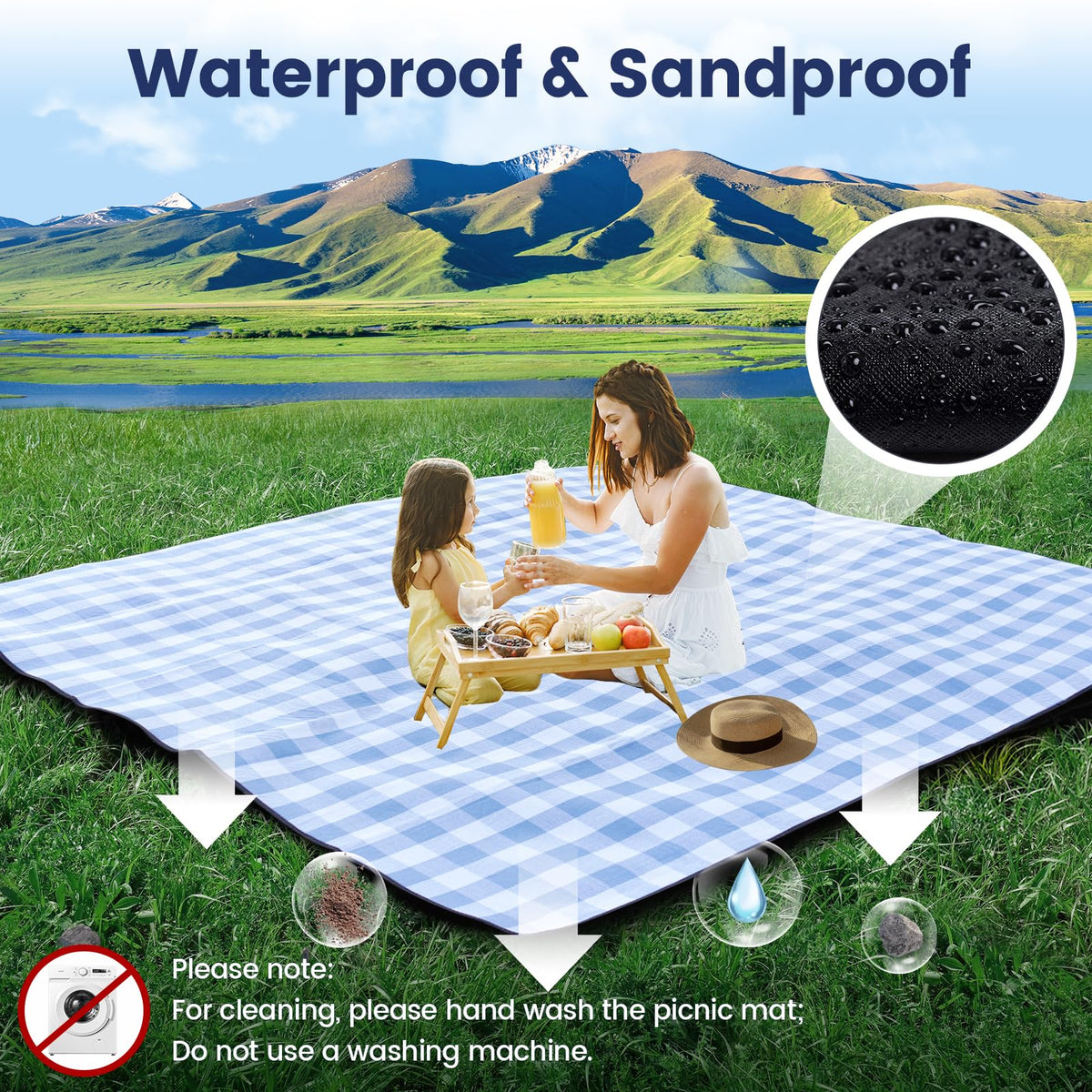 Sapsisel outdoor use blanket ideal for camping, beach, and park days.