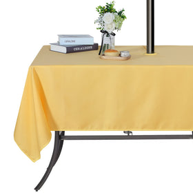 SARAFLORA 60x84 yellow outdoor tablecloth with umbrella hole for easy patio setup