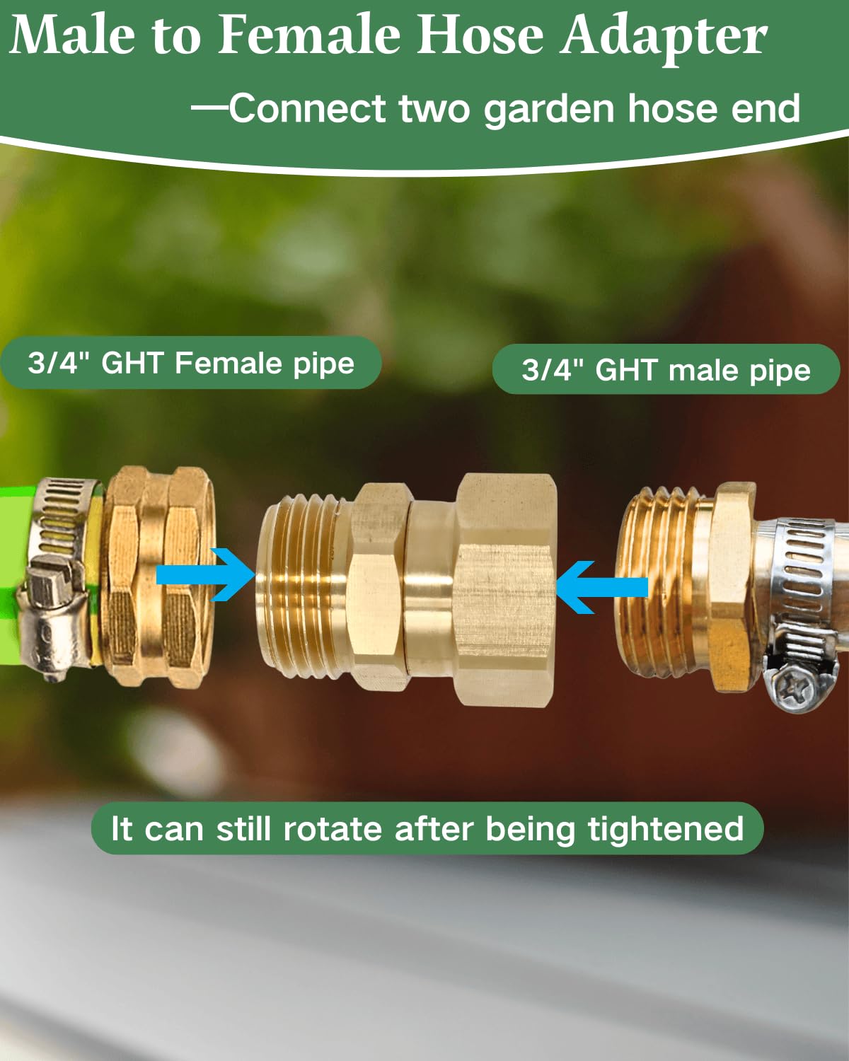 SARANICE brass 3/4 GHT male adapter fits most fixtures with ease