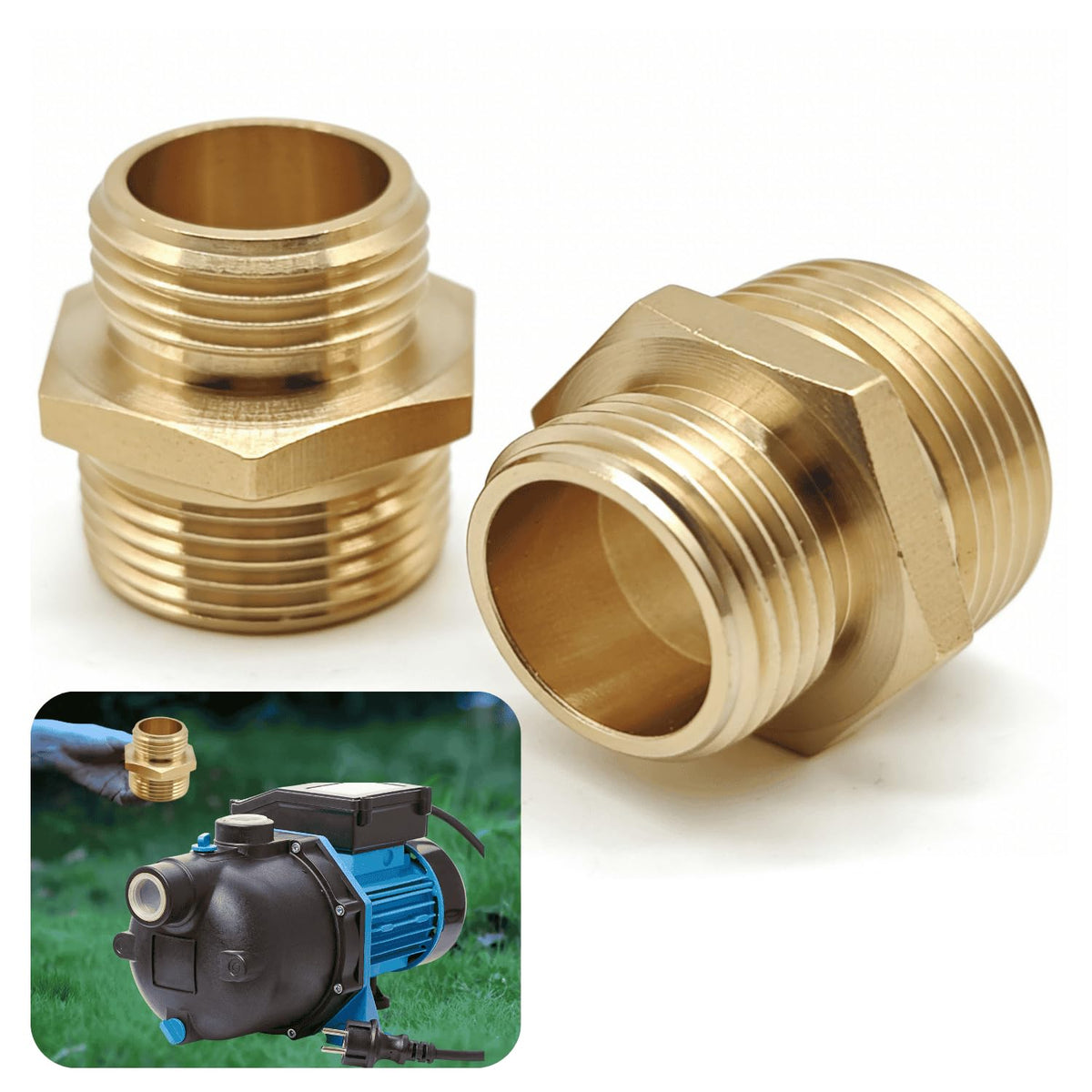 SARANICE brass adapter closeup shows sturdiness and precise threading for leak-free use.