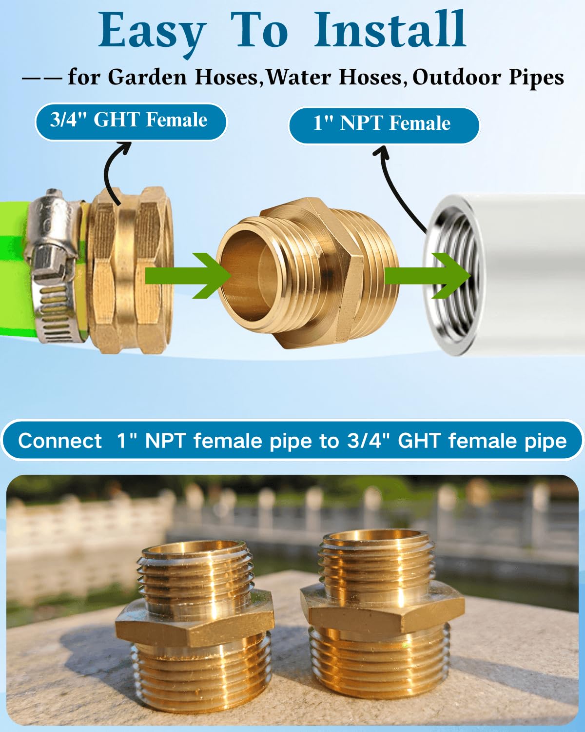 SARANICE irrigation system hookup with sturdy threads and easy fit.
