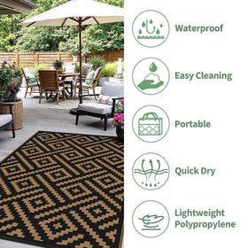 Sarben outdoor rug 4x6 includes stakes and carry bag for secure setup