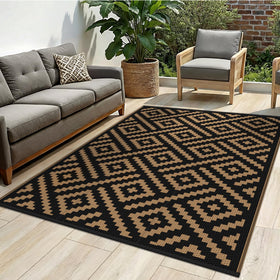 Sarben outdoor rug 4x6 main view shows durable polypropylene weave for outdoors