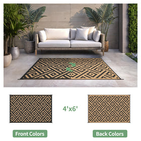 Sarben outdoor rug 4x6 reversible pattern closeup highlights dual-sided design