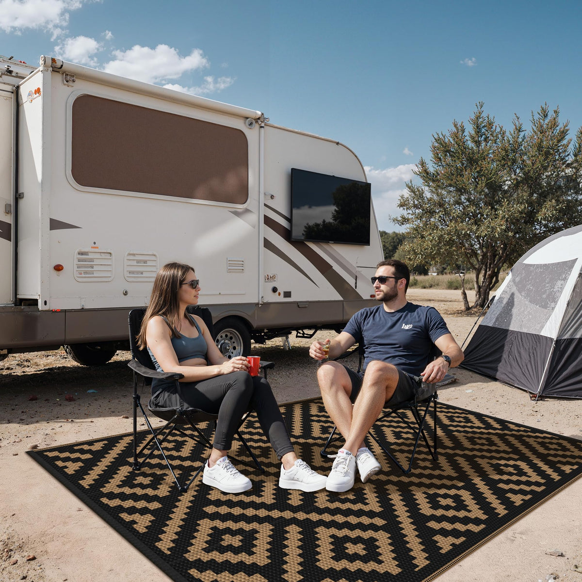 Sarben outdoor rug 4x6 waterproof surface and easy cleanup with hose or cloth