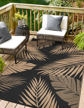 Sarben outdoor rug with palm leaf design on both sides for versatile decor