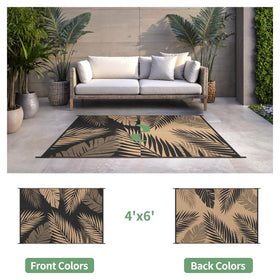 Sarben outdoor rug palm-leaf design on the back for versatile decor