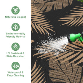 Sarben outdoor rug suits patios, decks, balconies, and beaches