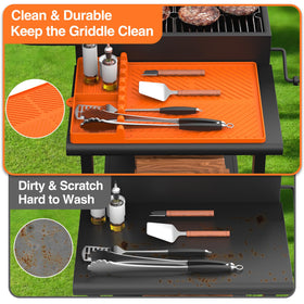 SARTNP mat helps organize kitchen tools on a Blackstone side shelf