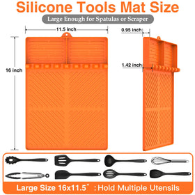 Non-slip griddle mat protects grill surface and keeps utensils in place