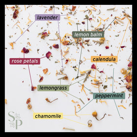 Sassafras & Pumpernickel organic calendula petals nesting herbs for gentle flavor hints and color.