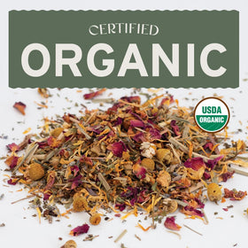 Sassafras & Pumpernickel organic lemon balm nesting herbs promoting fresh coop scent.