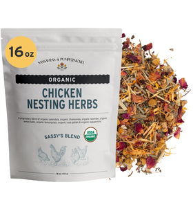 Sassafras & Pumpernickel organic rose petals nesting herbs for coop aroma and flock wellness.