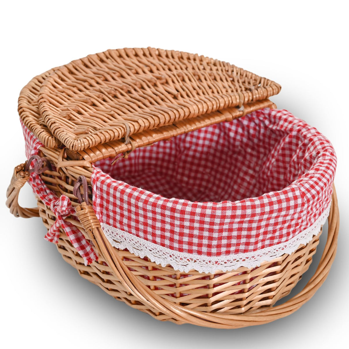SatisInside removable liner wicker basket shows washable lining for quick cleanup.