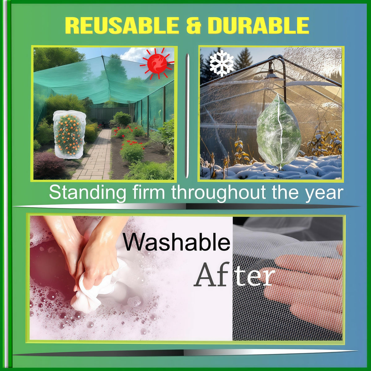 SATOCVAY all-season garden netting covering diverse plants