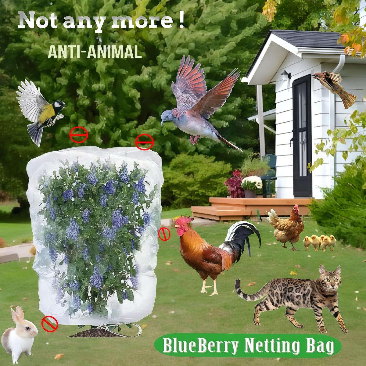 SATOCVAY netting with drawstring shown for easy pruning access
