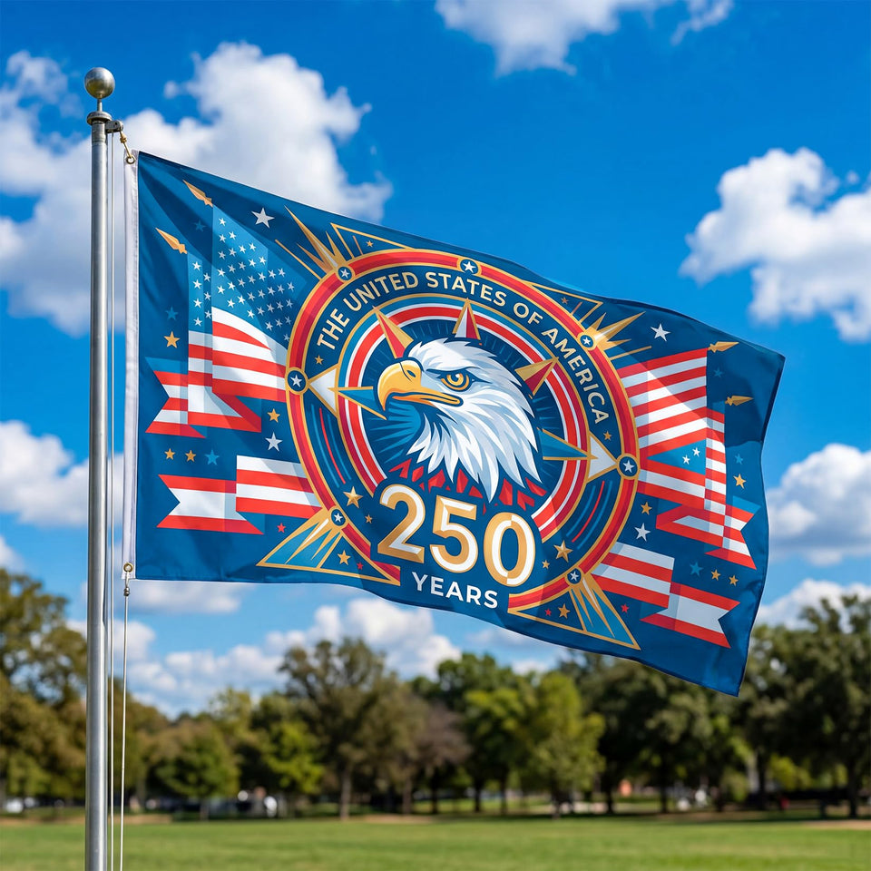 Satumho American 250th Anniversary Flag 3x5 outdoor display with durable, fade-resistant colors.