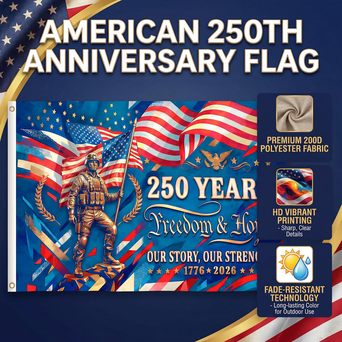 Satumho USA 250th flag for home outdoor decoration.