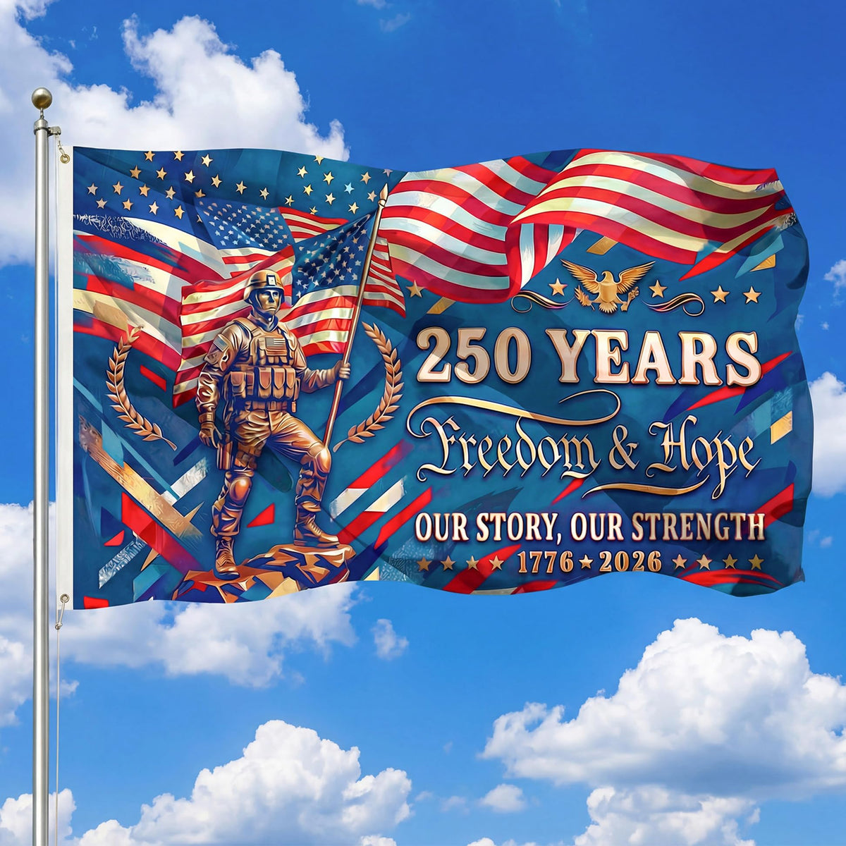 Satumho USA 250th Anniversary Flag 3x5ft for outdoor display.