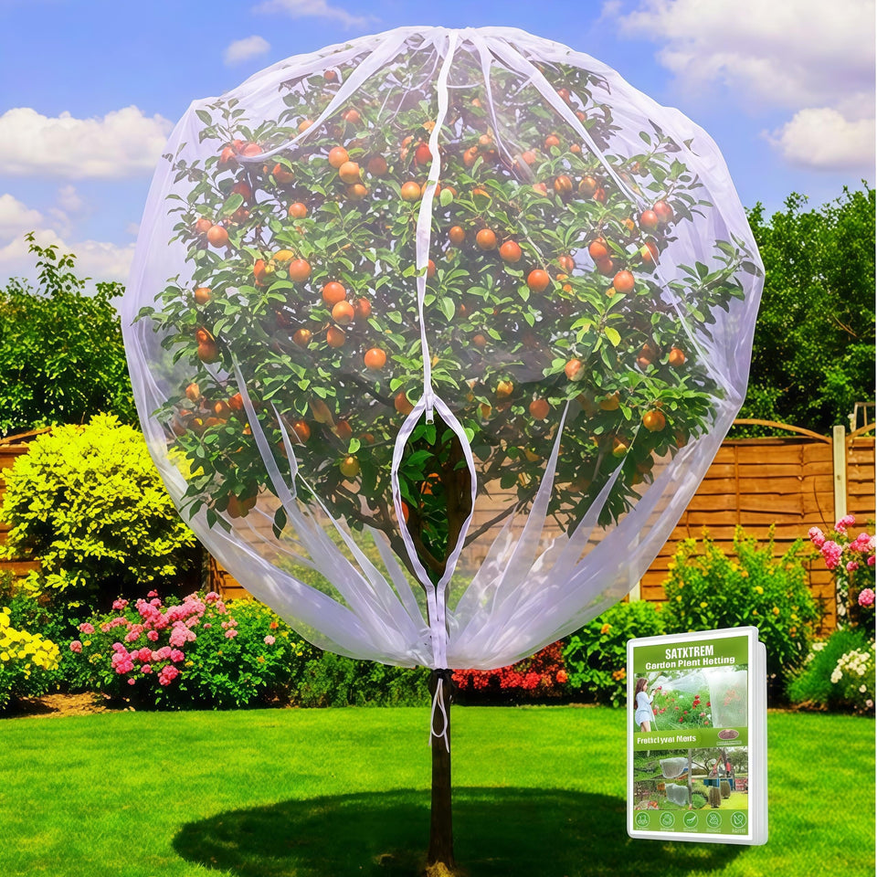 SATXTREM drawstring netting covers 8x8 ft to protect blueberry bushes from birds