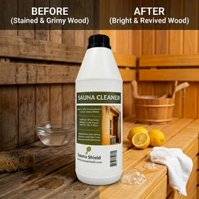 Sauna Shield surface test shows how the cleaner preserves wood surfaces.
