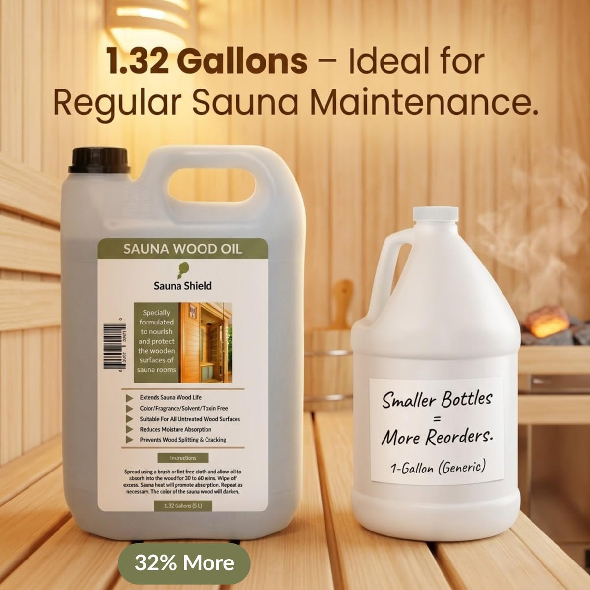 Sauna Shield colorless odorless oil for safe sauna interiors