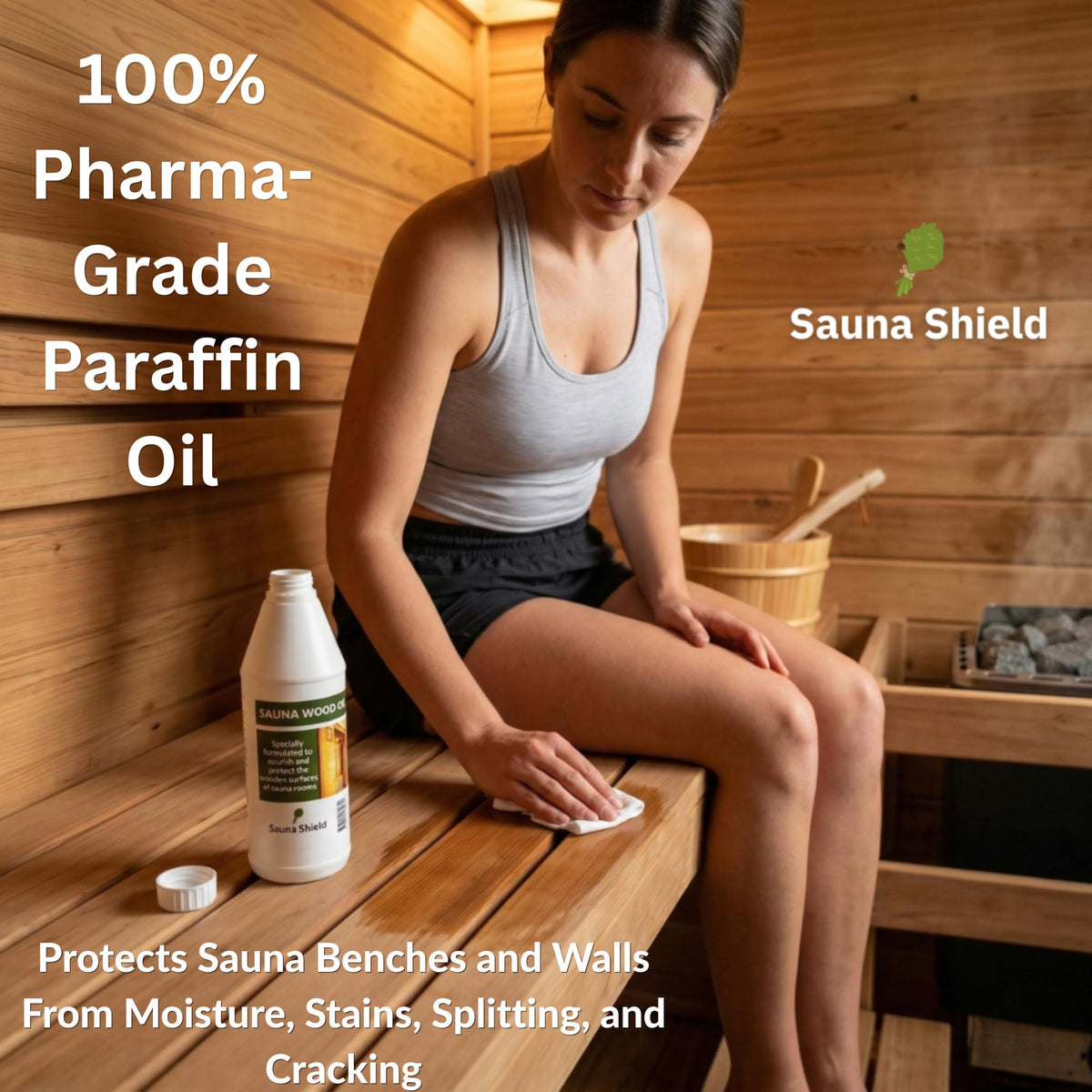 Sauna Shield gloves shown for mess-free, safe handling during maintenance.