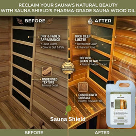 Sauna Shield soft brush application enables deep-penetrating treatment on benches