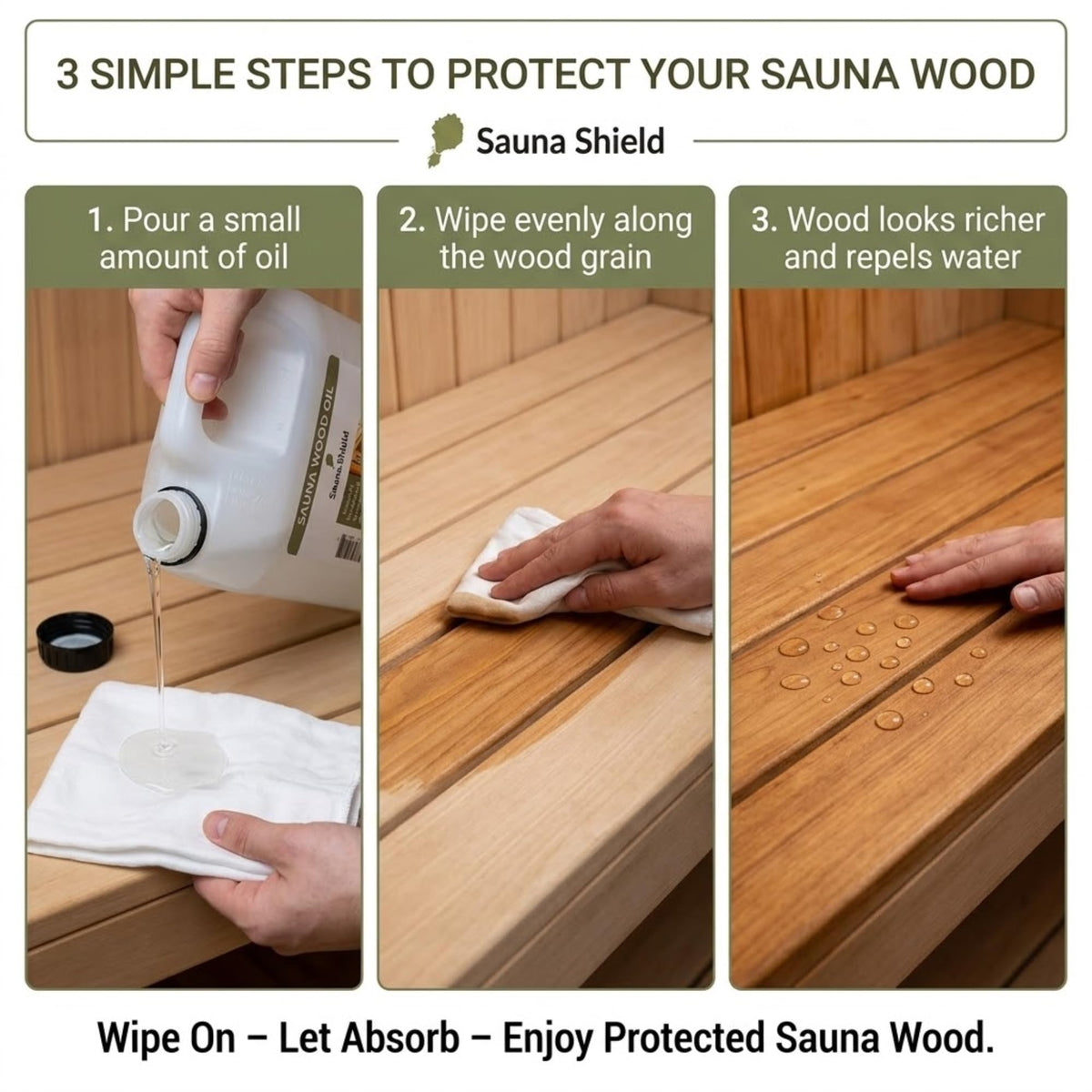 Sauna Shield soft sponge application aids quick absorption on wood surfaces