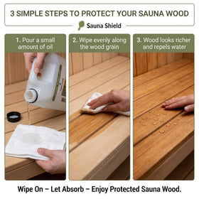 Sauna Shield soft sponge application aids quick absorption on wood surfaces