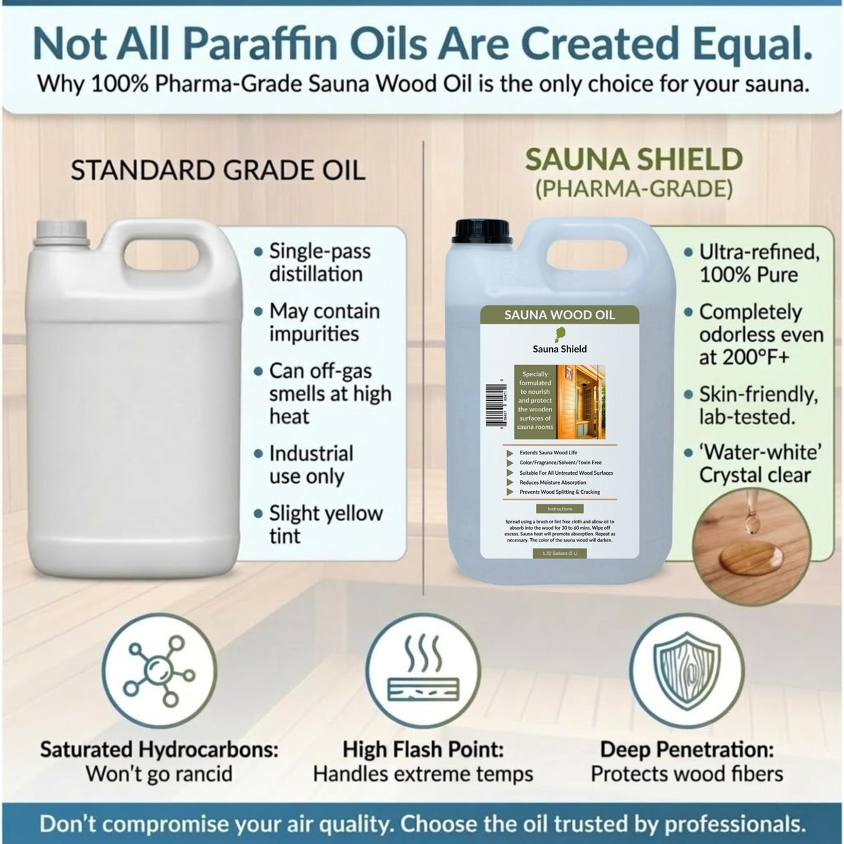Sauna Shield wood texture deepening preserves natural look while maintaining breathability