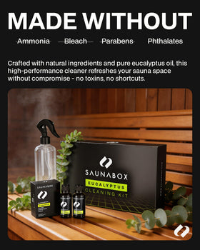 SAUNABOX bench cleaner after use for a spotless sauna seating area.