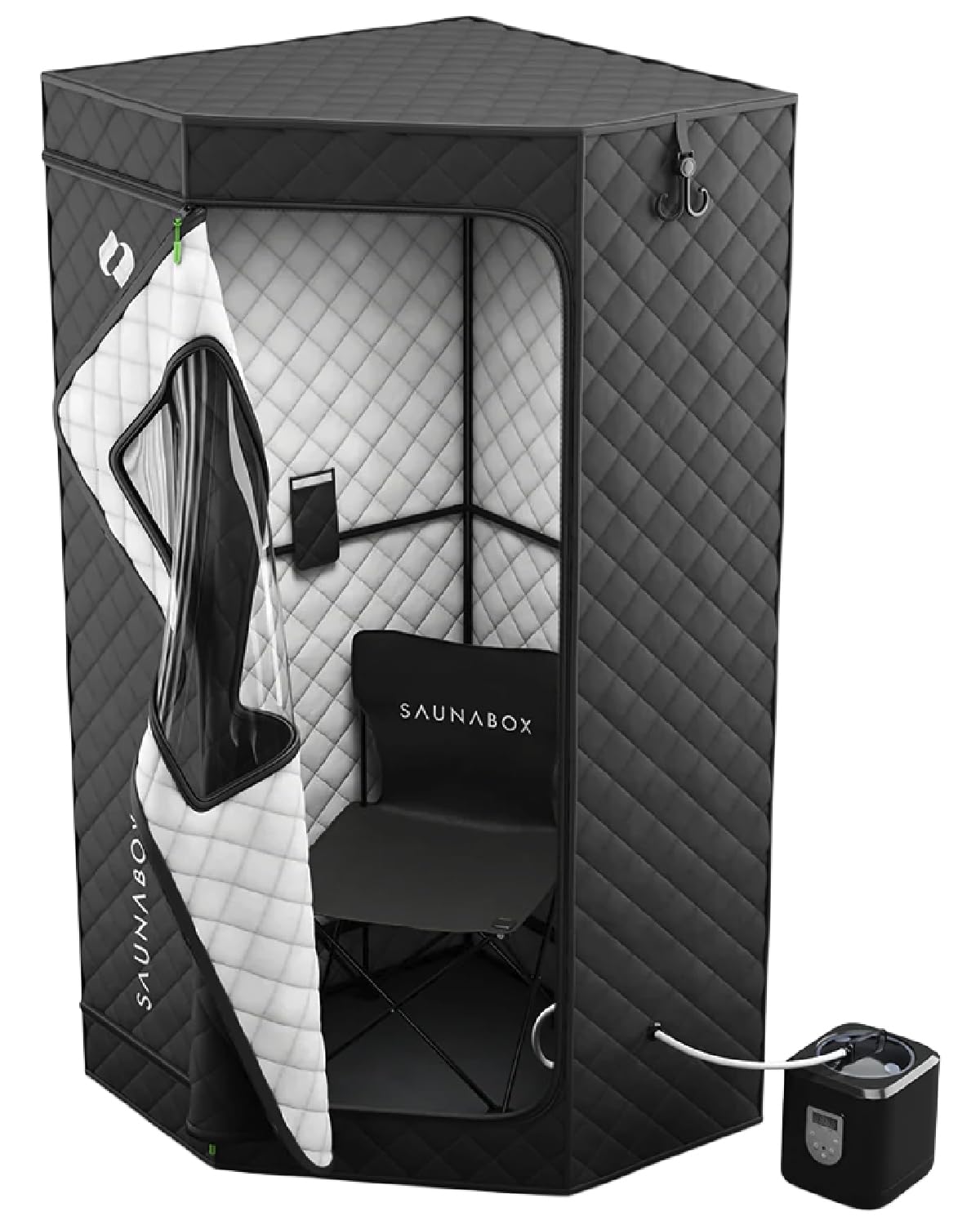 SAUNABOX SmartSteam Pro frame assembly enables quick setup and compact storage