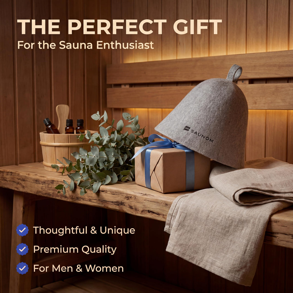 Odor-resistant wool of SAUNOM preserves freshness after use.