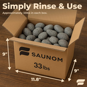 SAUNOM rocks in a sauna heater top view show even warmth patterns