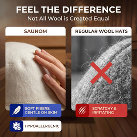 SAUNOM wool sauna hat moisture-wicking action keeps you dry while relaxing.