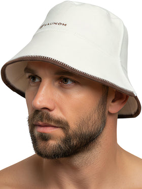 SAUNOM wool sauna hat top view highlights breathable design for cool sessions.