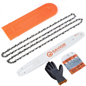 Savior 14-inch bar and chain assembly ready for compatible saws.