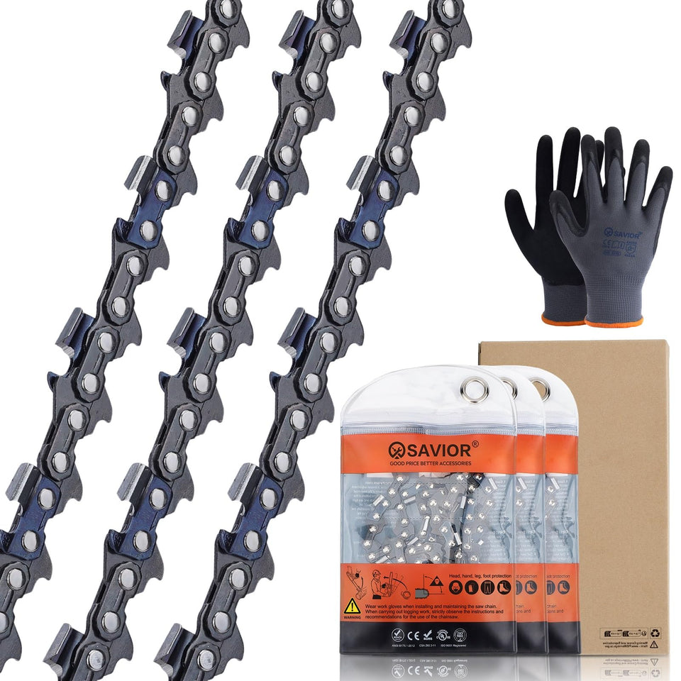 Savior 3Pack 20 inch chainsaw chain packaging box with accessories for quick setup