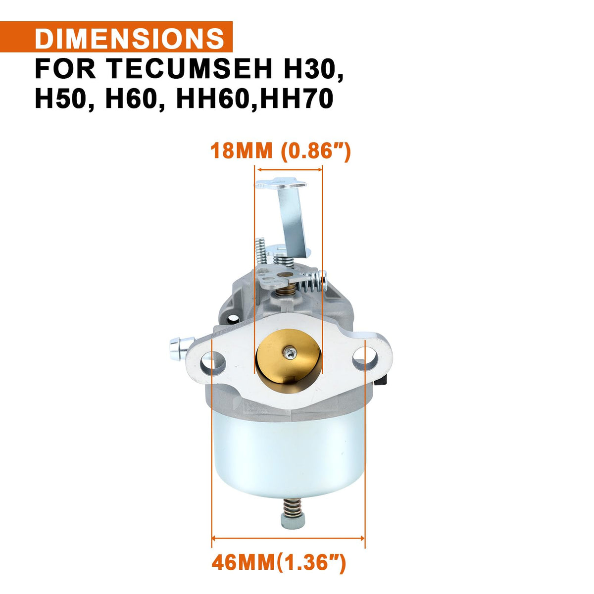 Savior 632272 carburetor back view for Tecumseh H30–H60 confirms secure mounting.