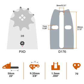 Savior D70 chain with 70 drive links for smooth, precise cuts