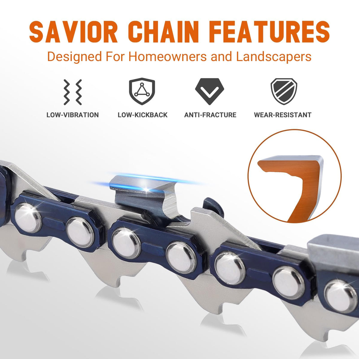 Heat-treated rivets reinforce bar-chain connection for lasting durability